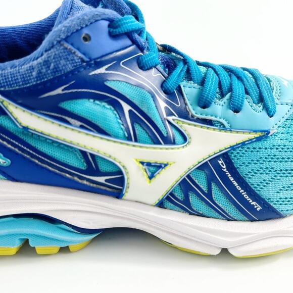 Mizuno Wave Inspire 14 Running Shoes Sneakers Blue Yellow Women 10 - Picture 10 of 16